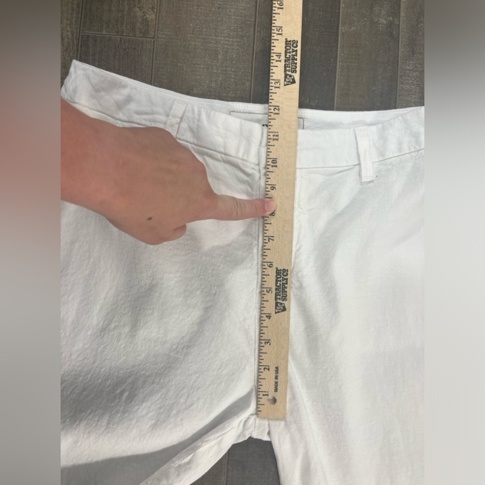 Frank and Eileen White Kinsale Cropped Pants w/ Raw Hem Cotton and Flax Blend - Picture 10 of 14